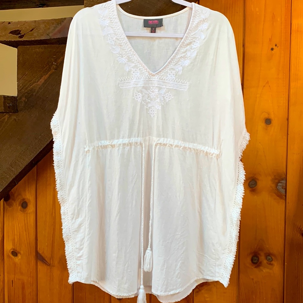 White cotton beach cover up